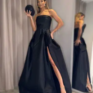 NFL1190 Vestido preto zibeline princesa